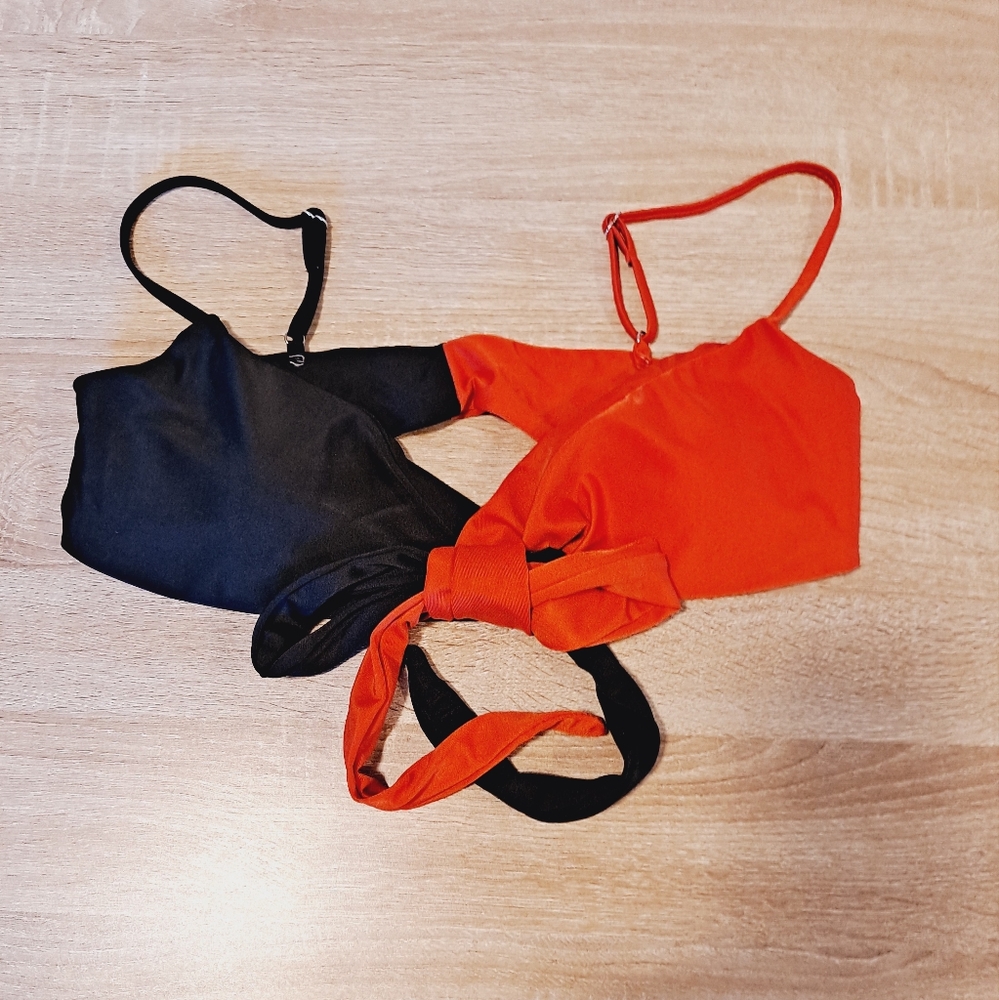 New & Never Worn Beautiful 🖤❤️ Black and Red Color Block Thong Bikini  nwot - Picture 6 of 10